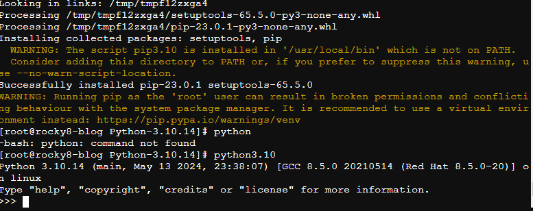 command line picture showing python 3.10.14 being run and inside the shell